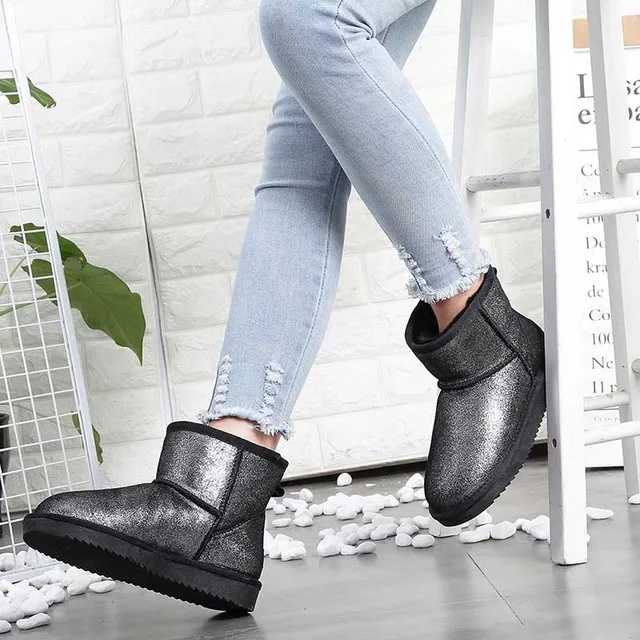 black as pic Модная обувь с бантом; коллекция года; женские ботинки; и розничная ; классические зимние ботинки из натуральной воловьей кожи; теплая женская обувь - Цвет: black as pic