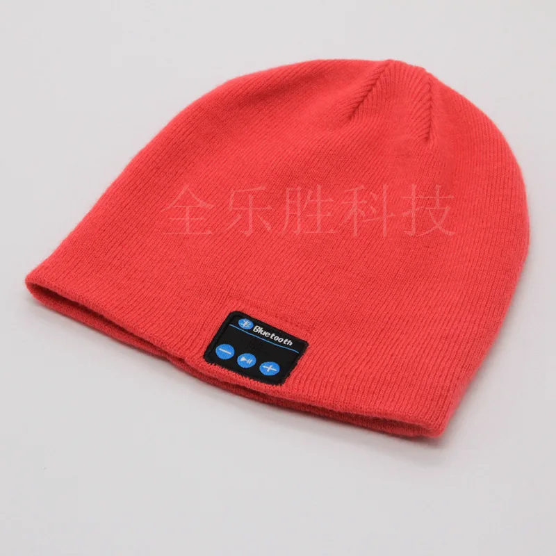 Red beanies Мужские шапки, беспроводные Bluetooth наушники, музыкальная шапка, умные шапки, гарнитура, теплые шапочки, зимняя шапка с динамиком, микрофон, спорт - Цвет: Red beanies