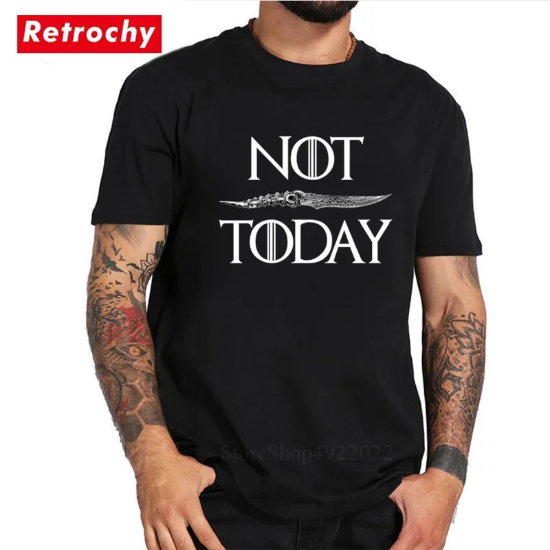 Classic TV Series Thrones Not Today Game T Shirt Faceless Men Black And White Novelty Design T-Shirt Awesome Stark Hipster | Мужская