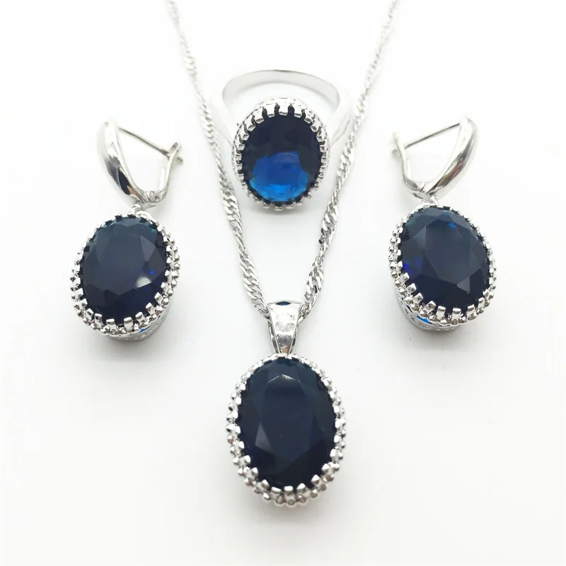 Комплект из колье и серёг серебра 925 пробы|jewelry sets for women|jewelry setsblue jewelry |