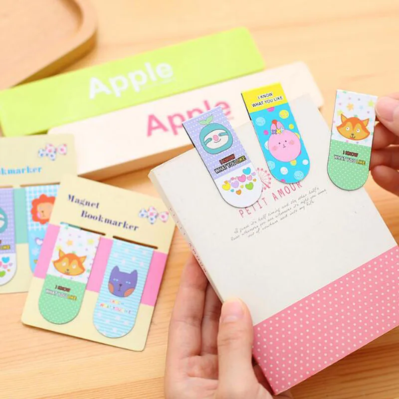 

Kawaii Bookmark Animal Pattern Park Magnetic Bookmark Cute Mini Book Clip Office School Supplies Escolar Papelaria Stationery
