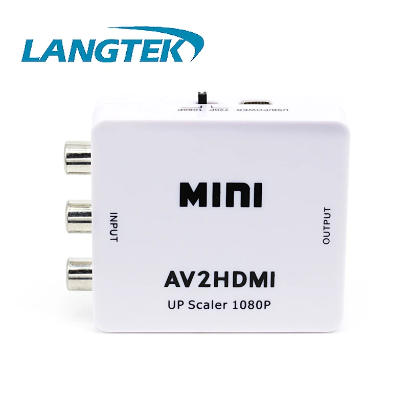 Langtek RCA CVBS AV к HDMI адаптер Поддержка HD 1080 P кабель MINI AV2HDMI видео конвертер |