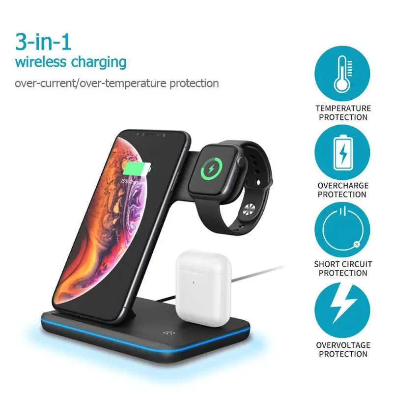 3 в 1 зарядная док-станция с держателем, зарядная станция для iPhone Airpod, беспроводное зарядное устройство для смартфона xiaomi
