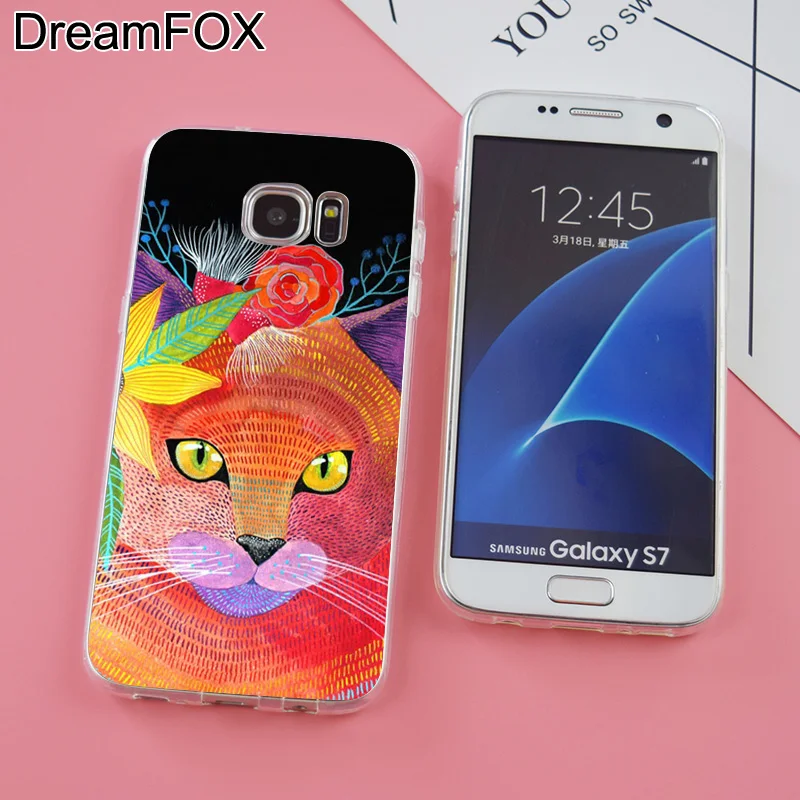 DREAMFOX K054 Cute cat Soft TPU Silicone Case Cover For Samsung Galaxy Note S 6 7 8 9 Edge Plus Grand Prime |