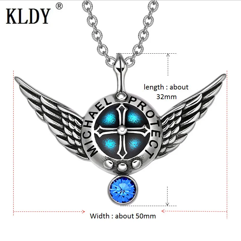 KLDY Кристалл амулет кулон и ожерелье Archangel Майкл Крылья Ангела защитный щит