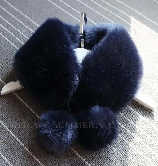dark blue 9 цветов 56 см* 12 см воротник из искусственного меха однотонный зимний шарф Женская Ручная работа кролик меховой шарф женские зимние меховые обертывания кольца шарфы - Цвет: dark blue