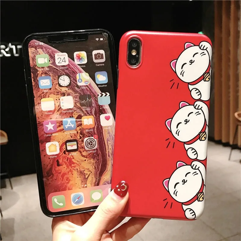 Милый счастливый кот мобильный телефон с мультяшками чехлы для IPhone 8X6 XS 6 S XR MAX 7