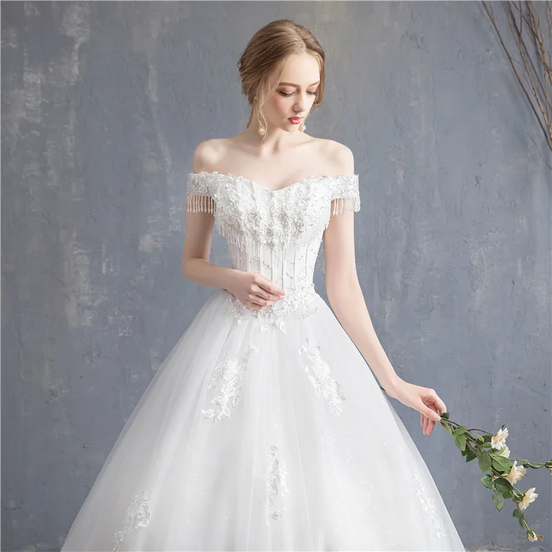 Новинка лета 2019 свадебное платье для невесты белое кружевное длинное без рукавов