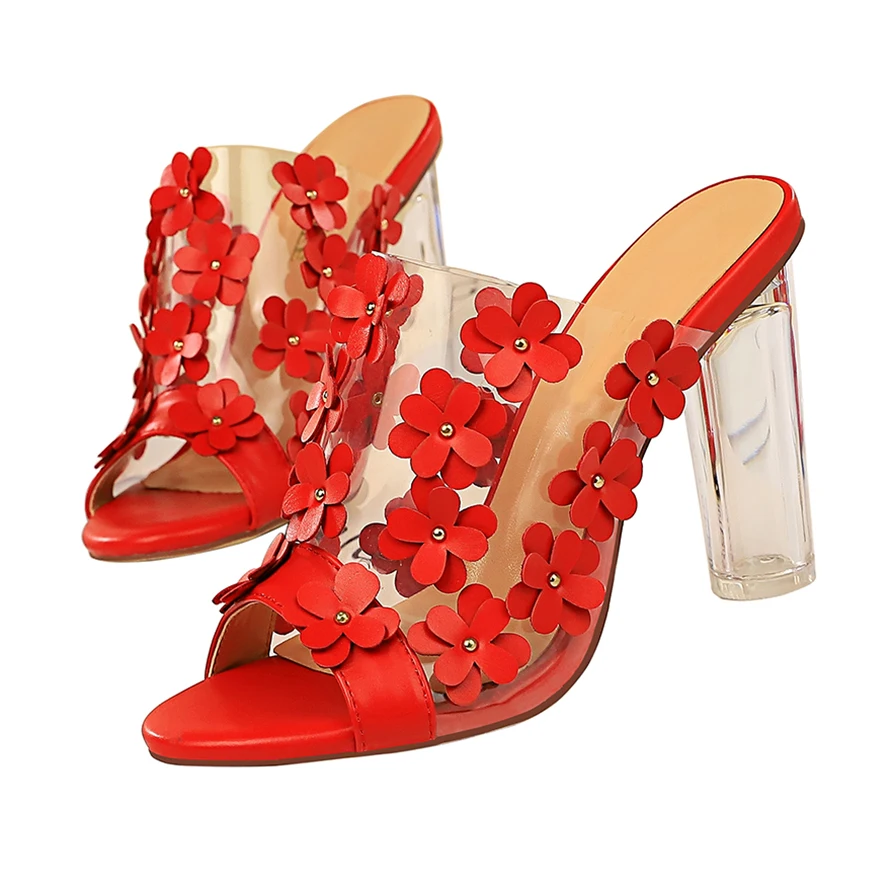 Женские мюли на квадратном каблуке 2021 см розовые туфли толстом прозрачном