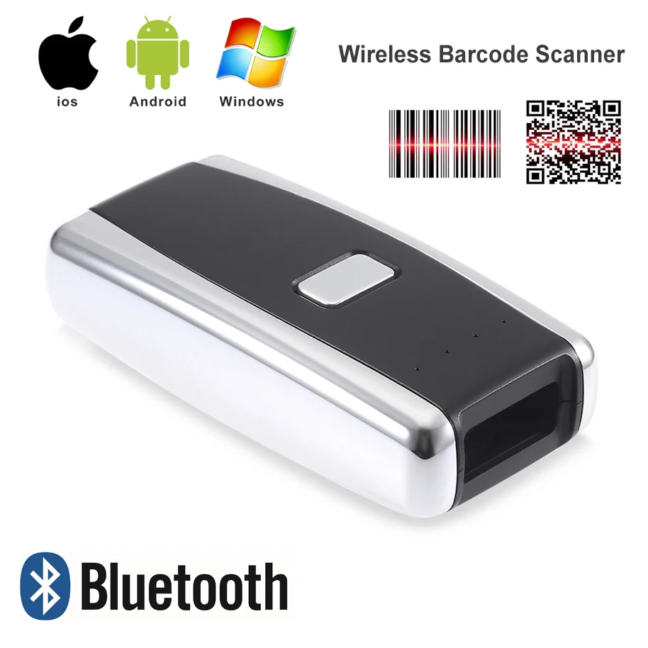 Мини сканер штрих-кода Bluetooth 1D 2D беспроводной мобильный считыватель штрих-кодов для Ipad IPhone Android планшетный ПК портативный ручной сканер