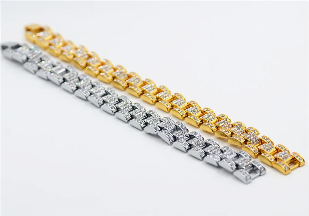 Для мужчин S bling хип хоп браслет iced out Хрустальная цепочка браслеты для ювелирные изделия