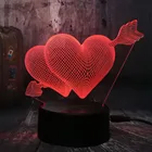 Романтический светодиодный ночник LOVE 3D со стрелками через сердце, настольная лампа, Свадебный декор для спальни, влюбленных, пар и любимых, лучшая лампа