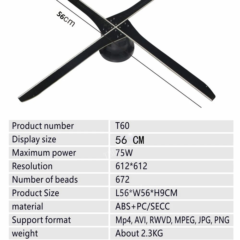 TBDSZ 56 см HD Wifi голый глаз 3D шлем-проектор голограмм голографический проигрыватель светодиодный дисплей Вентилятор Магазин Бар Украшение рекламный свет