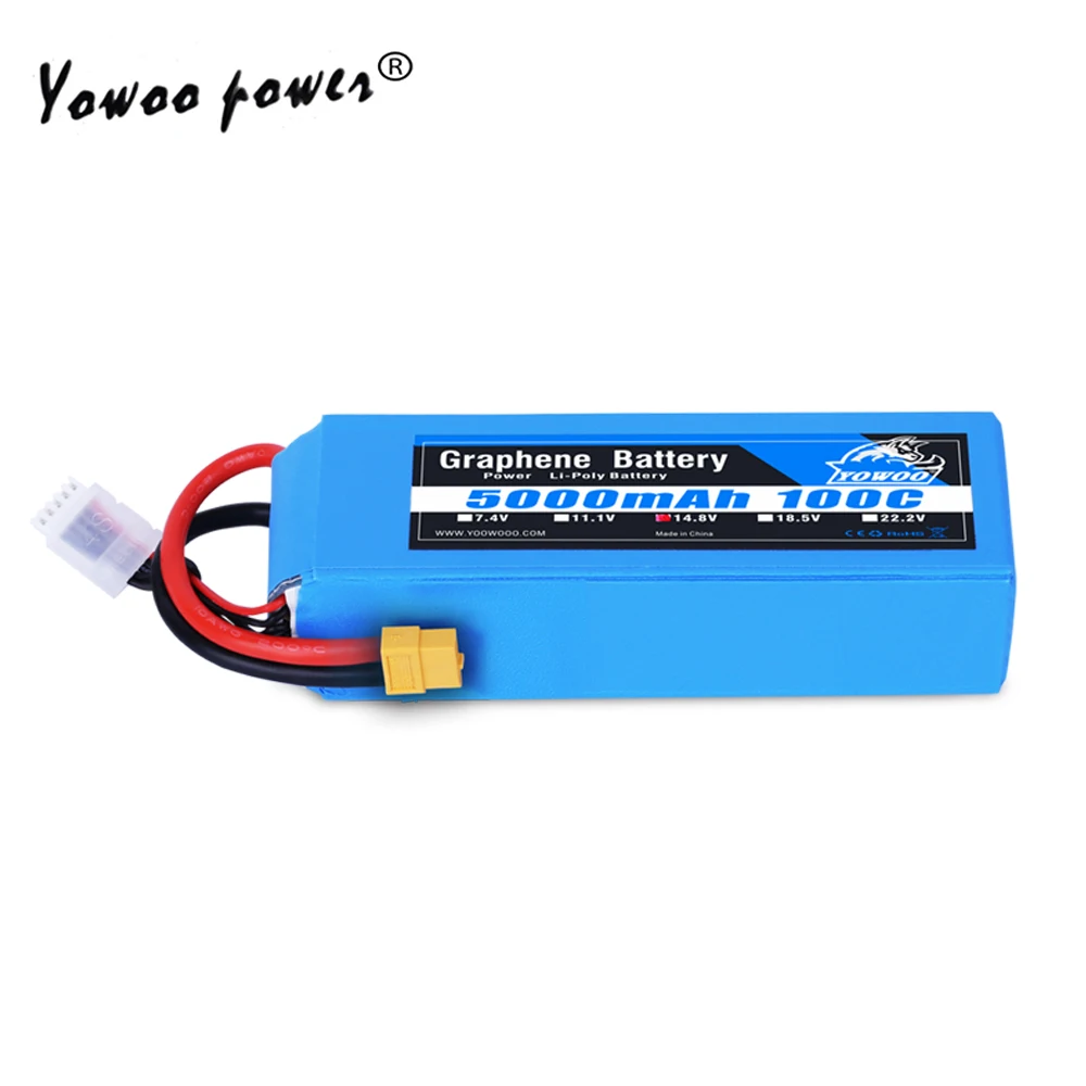 

Lipo 4S Battery 14.8V 5000mAh 100C Graphene Battery Max 200C XT60 T High Discharger Rate For RC Car Helicopter Quadcopter Boat