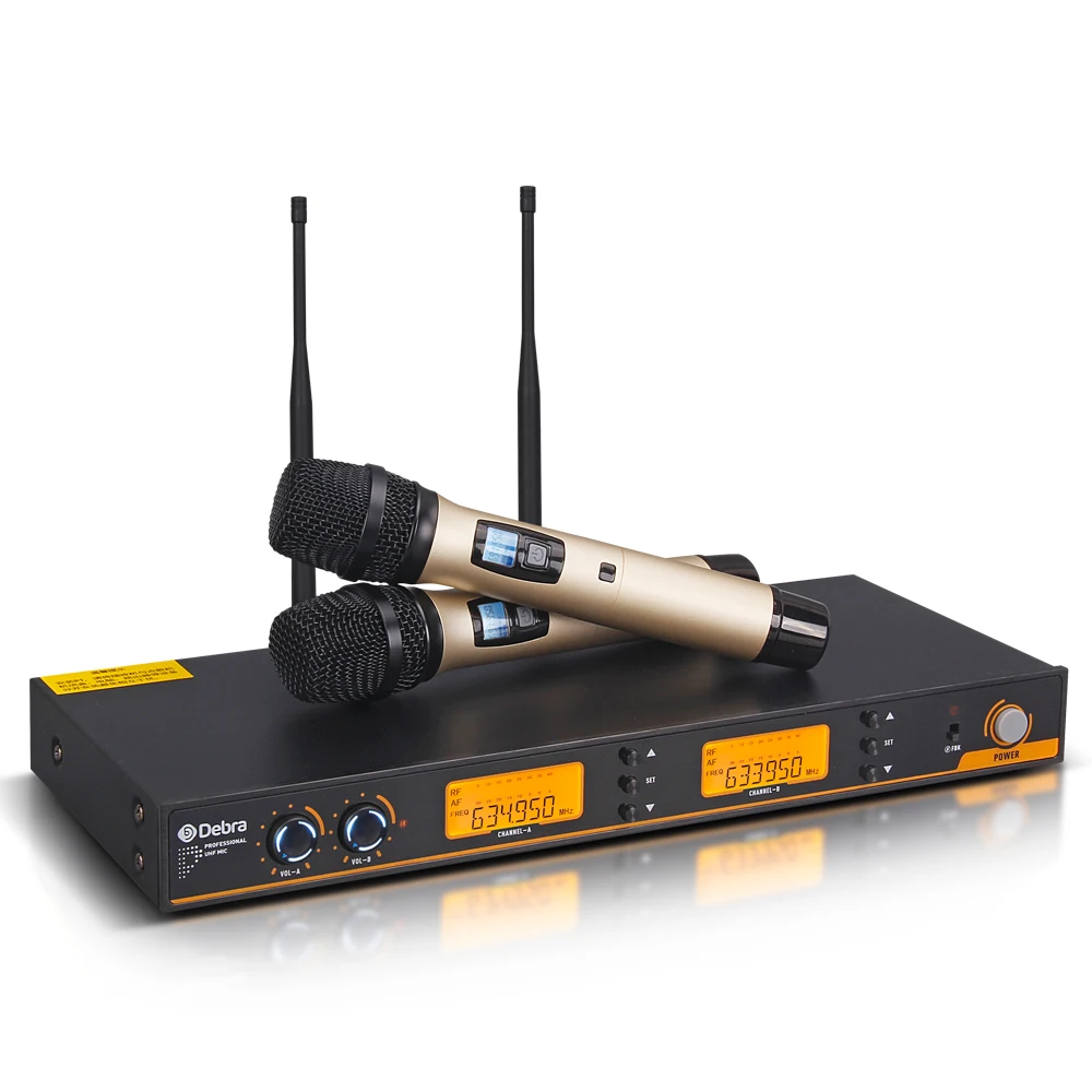 Champaign Gold Debra S200 UHF Ручной микрофон для караоке Беспроводная профессиональная система 2 канала частота Регулируемая Беспроводная для караоке - Цвет: Champaign Gold