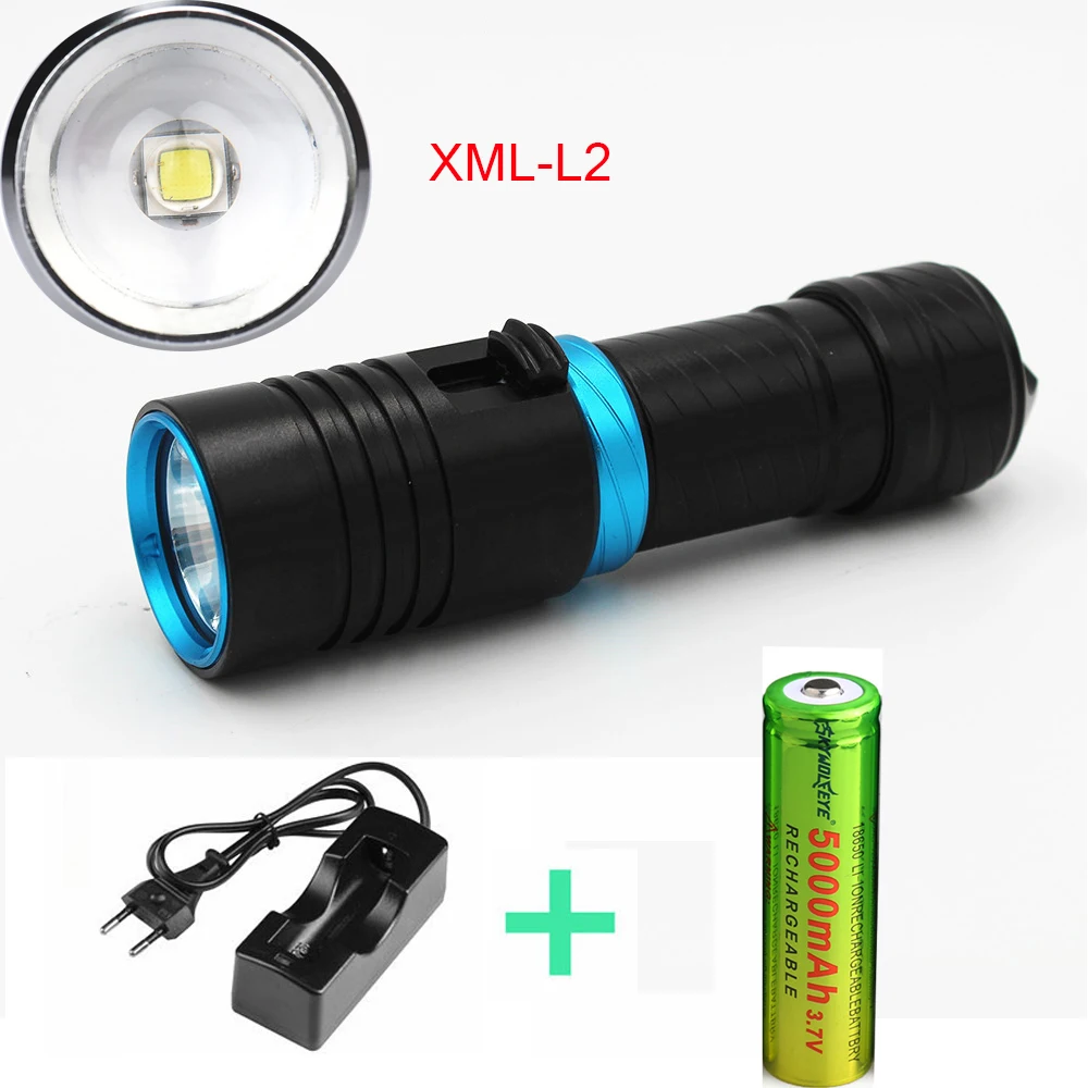 Фонарь CREE XM L L2 для дайвинга 100 лм глубина погружения 18650 м|xm-l l2|xm-l l2 ledcree xm-l |