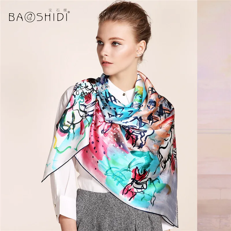 Шарф BAOSHIDI из 100% шелка Новое поступление осени 2016 толстые шарфы на 16 момме Infinity