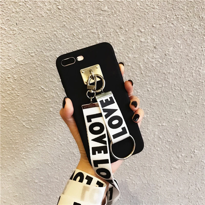 Модный матовый чехол с ремешками на шее для iphone 8 plus 7 5 5S se 6 6s телефона кольцом