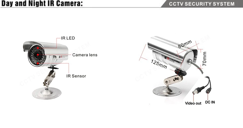 8ch H.264 сети 960 H D1 DVR комплект с 8 шт. 480TVL CCTV Камера охранных видеонаблюдения Системы