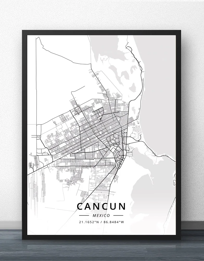 Плакат с картой мексиканской Гвадалахара Мерида Мексиканский город Монтеррей
