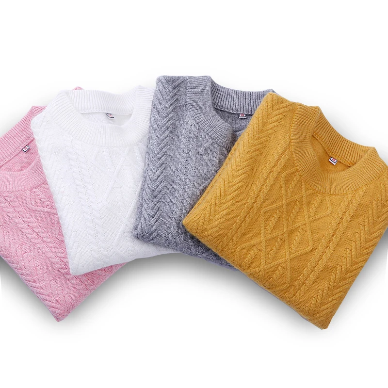 Зима высокого качества девочек кашемировый свитер Детский пуловер Теплый