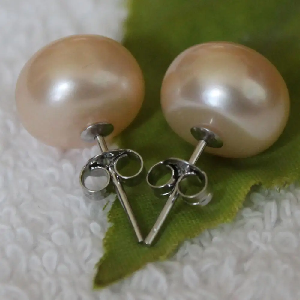 Популярные серьги с морским жемчугом розовые и южные 14 K белое золото 13 мм|Серьги|