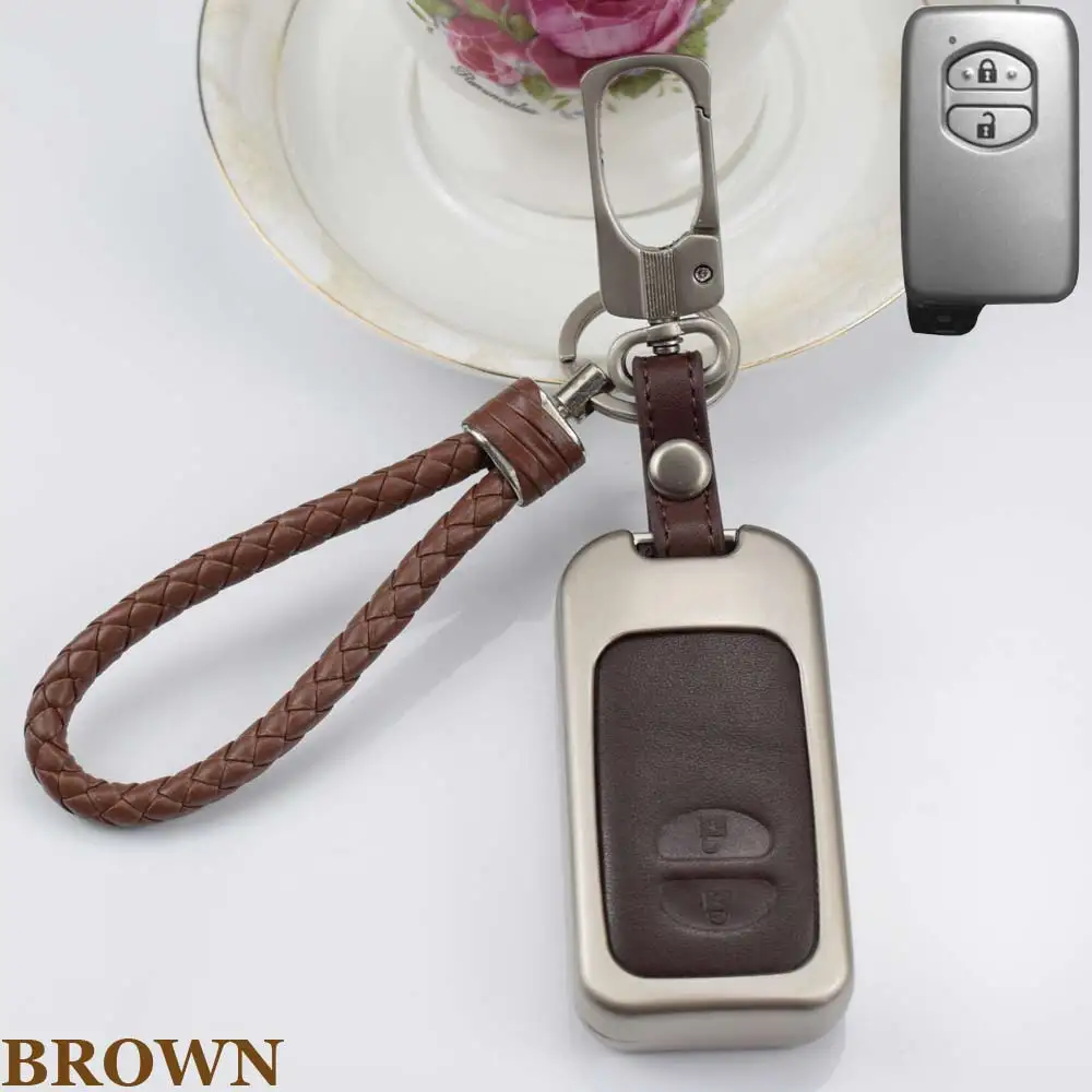 Brown 2 Buttons Кожаный чехол для ключей автомобиля для Toyota Land Cruiser Prado 150 Camry Prius, Crown для Subaru 2013 Foreste Outback XV legacy - Название цвета: Brown 2 Buttons