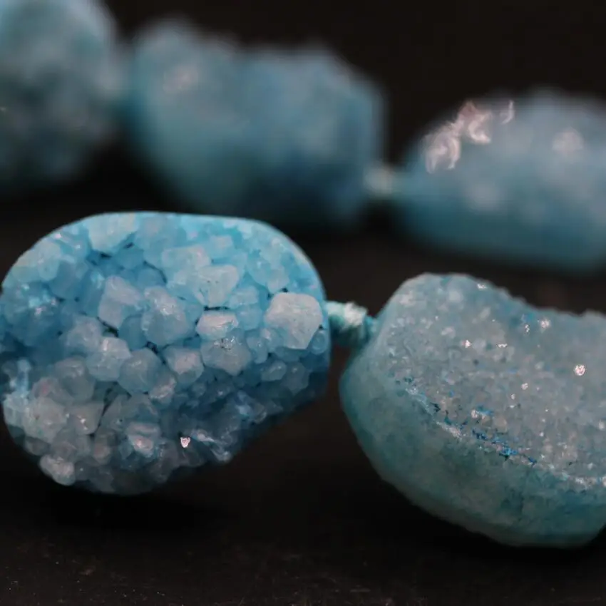 Бусины Из Натурального кварца друзовидные голубые Агаты 12 шт. в нитке | Украшения