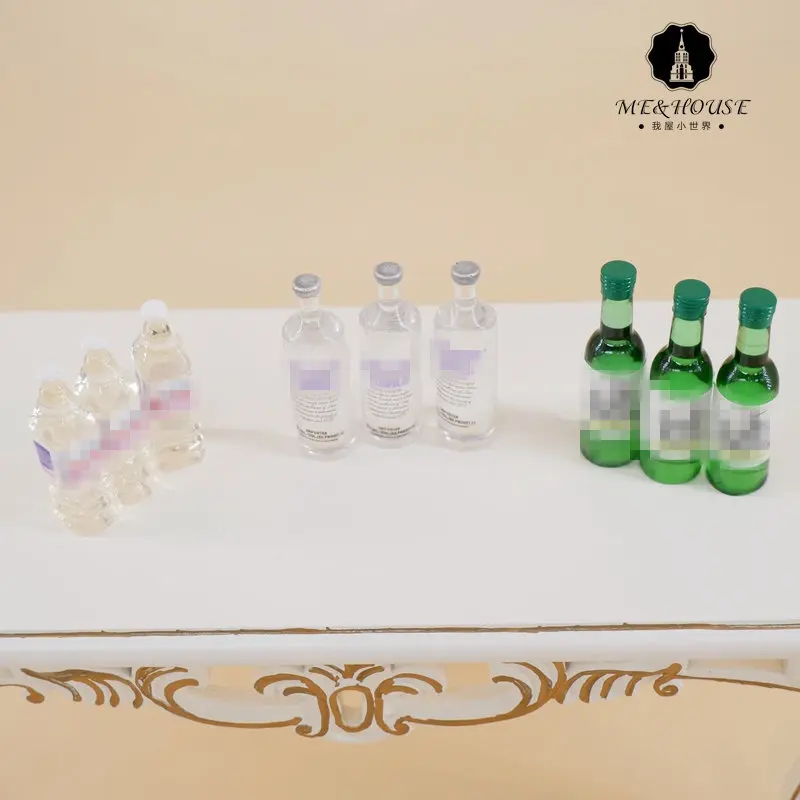 Diy кукольный домик мини бутылка минеральной воды миниатюрный ликер прозрачный винный орнамент водка украшение