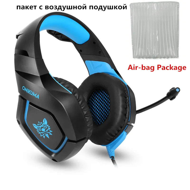 ONIKUMA K1-B ПК игровая гарнитура бас наушники микрофон для PS4 Xbox 1 переключатель компьютера мобильного телефона игры PUBG наушники камуфляж - Цвет: Blue air-bag