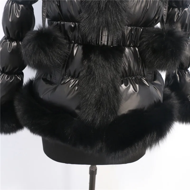 Модное Новое Стильное зимнее детское пуховое пальто с отделкой из лисьего