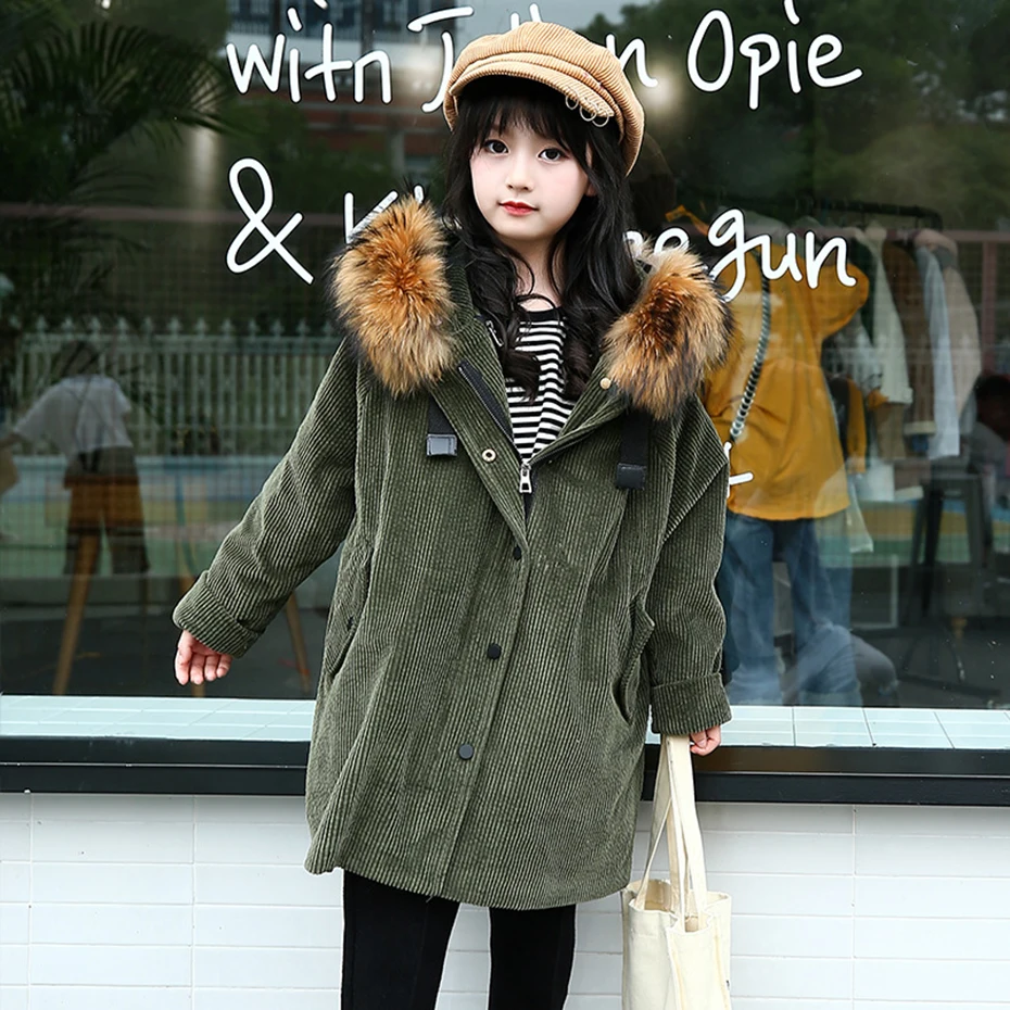 Зимние куртки для девочек теплые толстые мальчиков с меховым капюшоном плотная