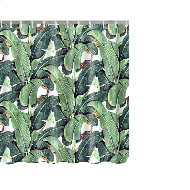 Зеленые тропические растения занавески для душа s ванная комната полиэстер