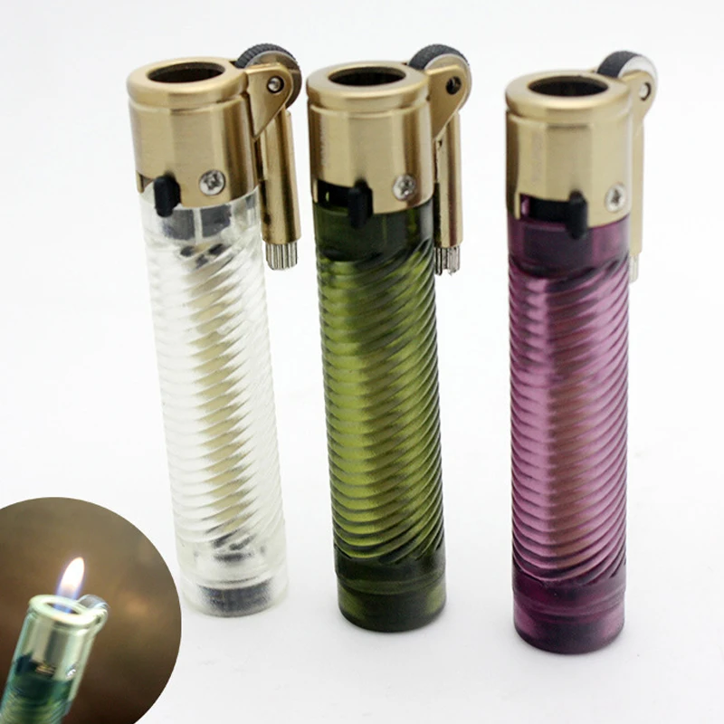 Ветрозащитный Газовой Зажигалки винт Прозрачный Многоразового Бутан Jet Flame Факел