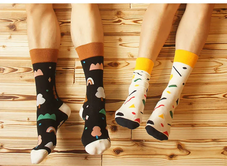 2015 недавно перечисленных Для мужчин и женщин бренд смешно Носки Красочные Хлопок