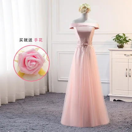 MSY03F# розовые кружевные платья подружки невесты, Длинные Короткие стильные свадебные платья для выпускного вечера, женской одежды из Китая - Цвет: B Long