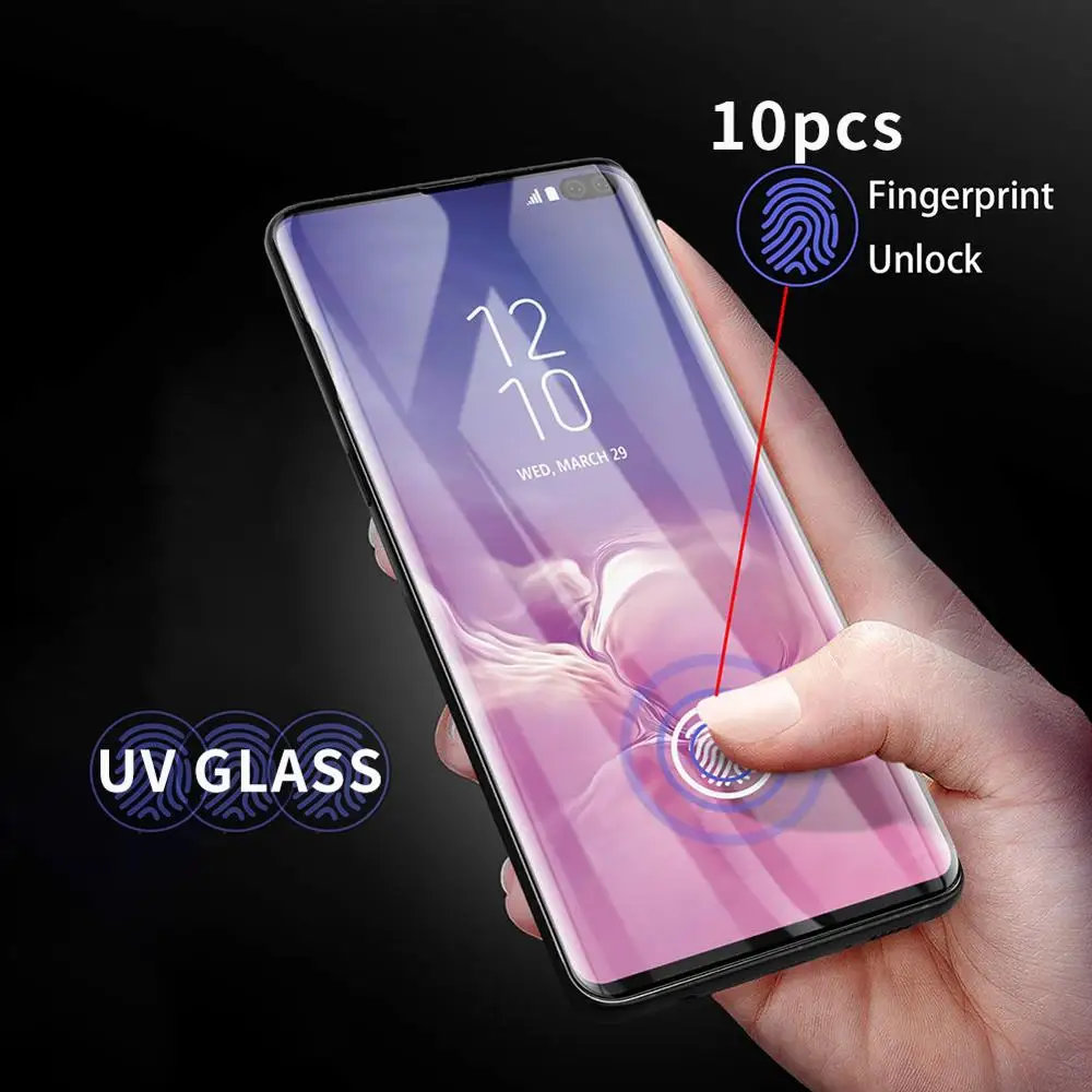 Закаленное стекло с УФ защитой для Samsung Galaxy S20 ULTRA S8 S9 S10 PLUS NOTE 20 S21|Защитные стёкла и