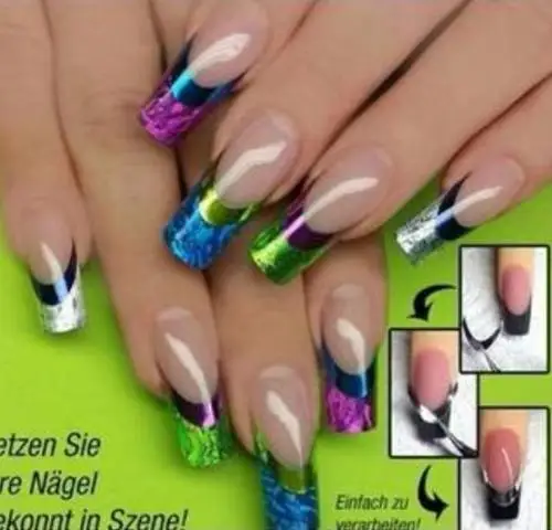 Blingbling 2 листа Французский маникюр цветные Типсы Книги по искусству Форма Fringe Гиды