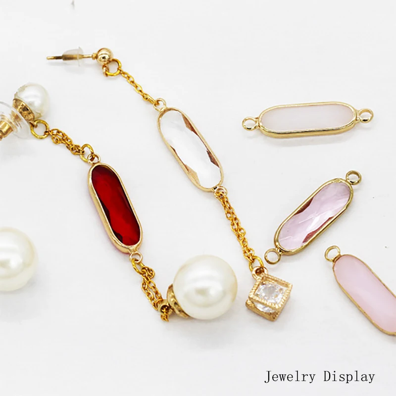 5 шт./лот овальные хрустальные двусторонние Позолоченные Подвески унисекс