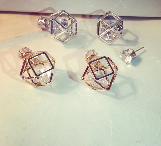 2016 модные геометрические серьги с кристаллами золотого и серебряного цвета