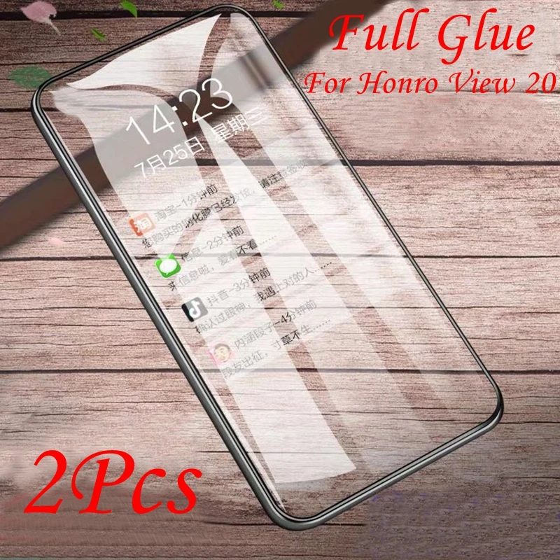 2 шт Полное клеевое закаленное стекло для huawei Honor View 20 полное покрытие 9H защитная пленка протектор экрана для Honor V20