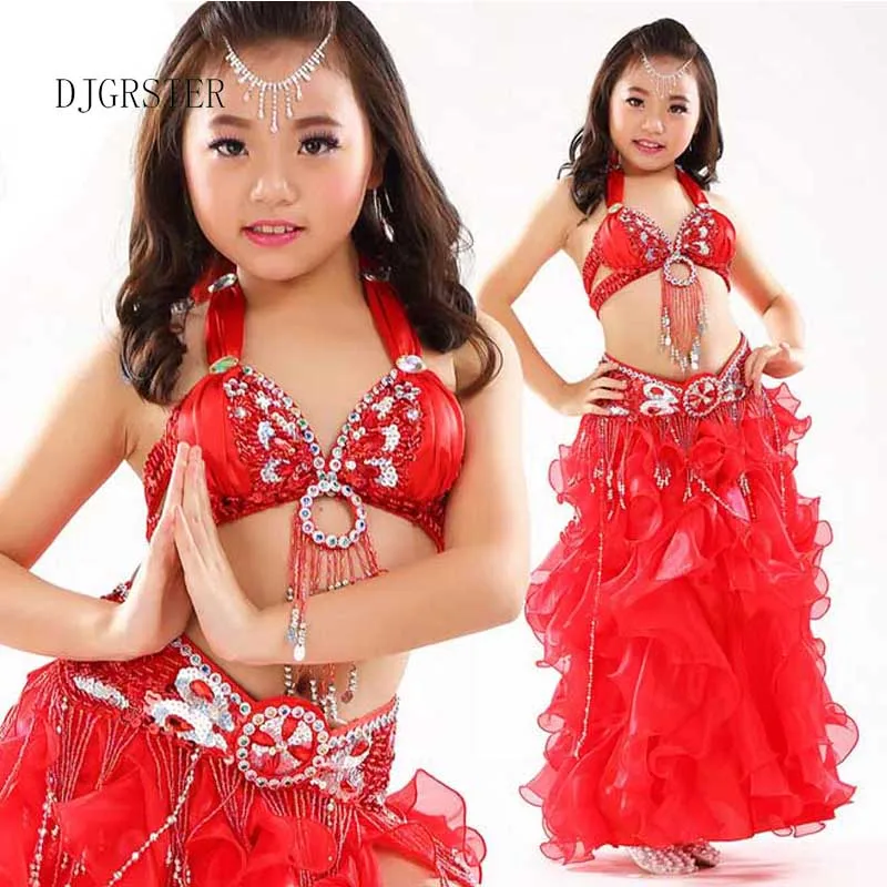 DJGRSTER 2020 Детские костюмы для танца живота 2 3 шт. (бюстгальтеры + юбка цепочка на