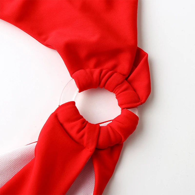 Новый сексуальный Одноцветный красный купальник женский слитный костюм с