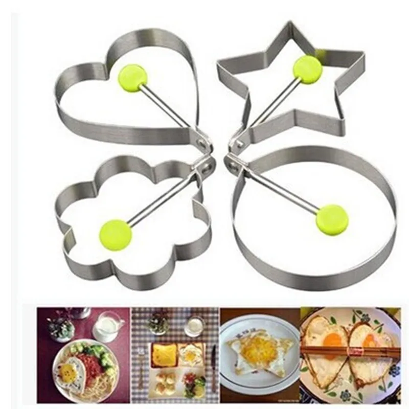 desear 4pcs Stainless Steel Fried Egg Shaper egg Pancake Ring Mould Mold Kitchen Cooking Tools | Дом и сад