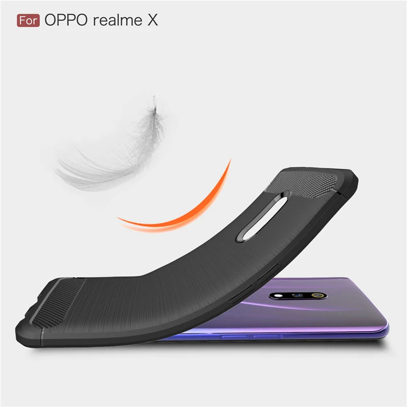Чехол Oppo Realme X противоударный резиновый силиконовый чехол бампер из углеродного