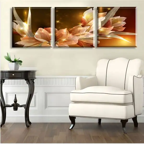 3 шт. Картина на холсте богатство и роскошные золотые цветы искусство дешевая