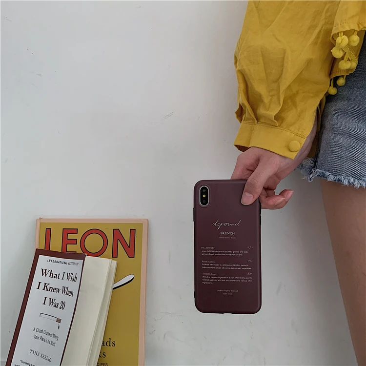 Роскошный бордовый чехол для телефона с буквенным принтом для iphone X, чехол для iphone 6S 6, 7, 8 Plus, XR, XS MAX, задняя крышка в стиле ретро, мягкий чехол IMD для девочек