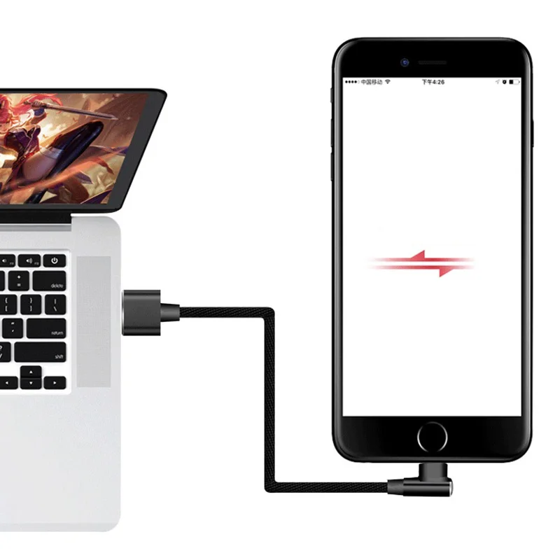 USB кабель для зарядки данных 90 градусов провод шнур 1 м для iPhone 6 S 6 S 5 5S SE 5SE 7 8 Plus X XR XS Max аксессуары для быстрой зарядки