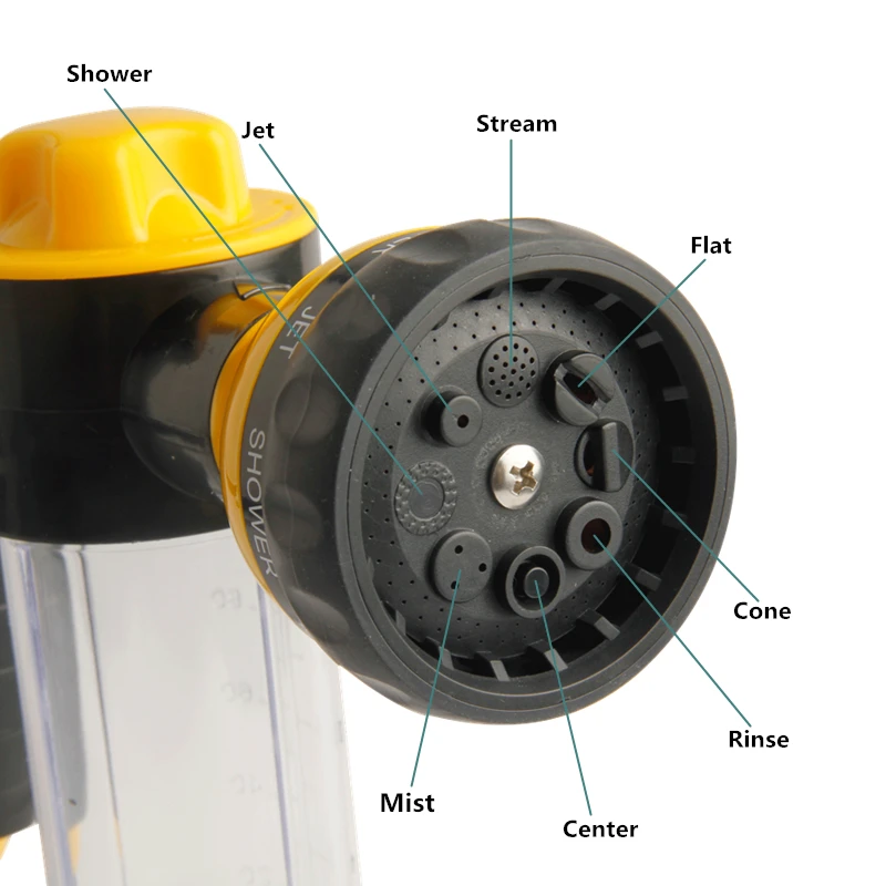 Foam Water Gun Car Washer Garden Cannon 8 in1 High Pressure Spray Foamer For Washing Nozzle | Дом и сад
