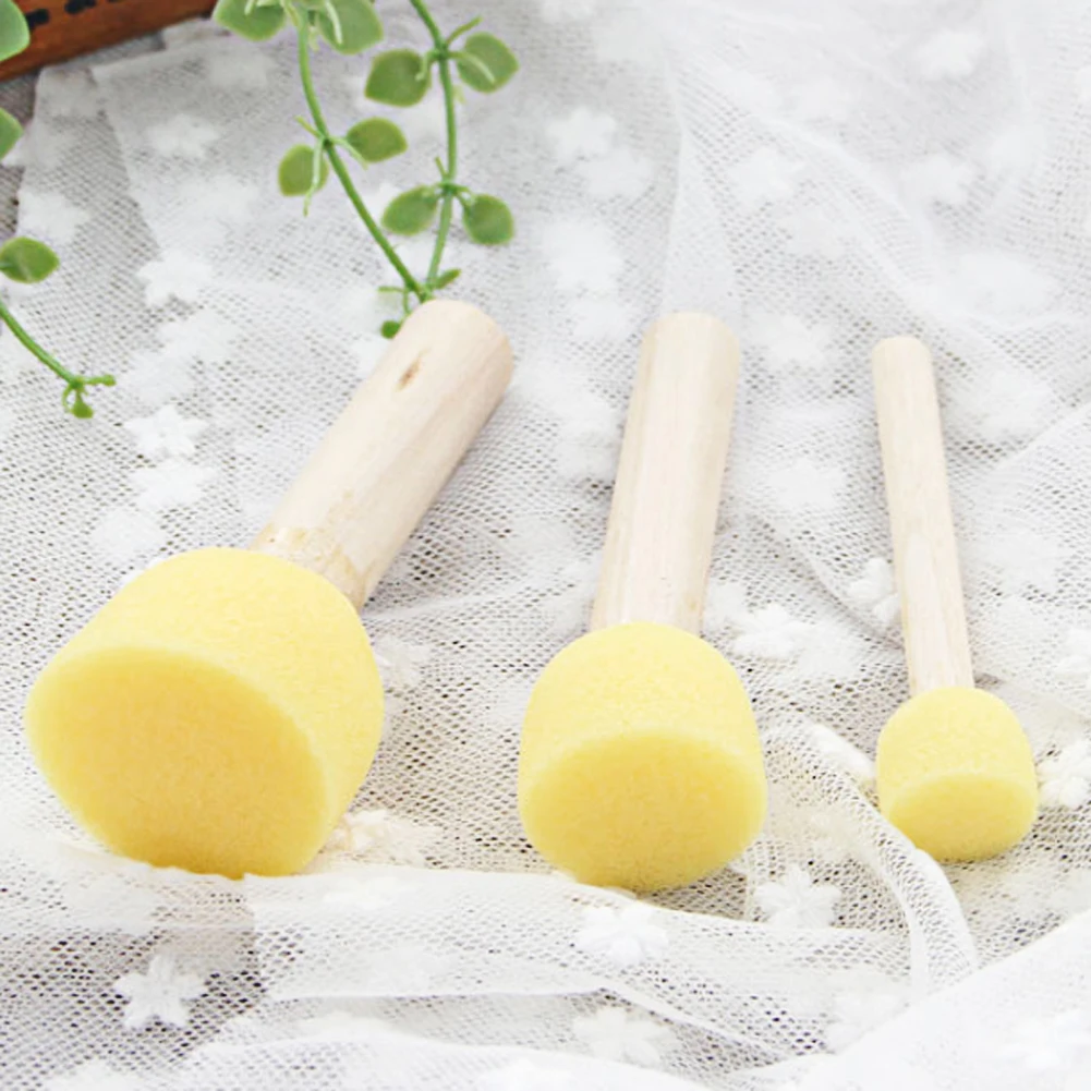 4 шт./компл. желтый губки для рисования кисти Детские деревянной ручкой